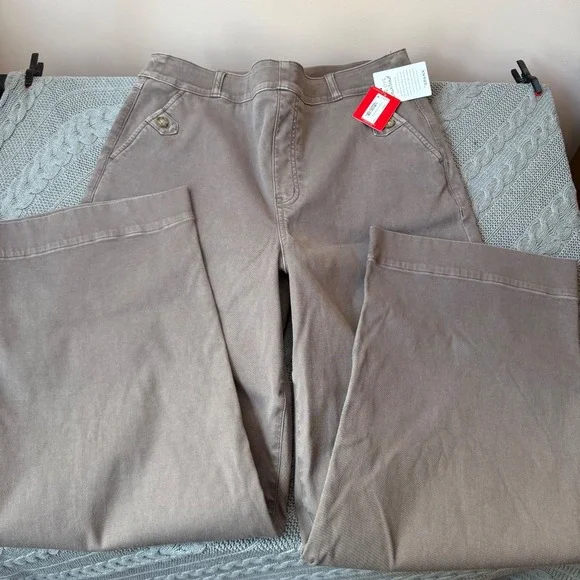 NWT SPANX 20312R Stretch Twill Cropped Wide Leg XL Tall in Almond Khaki Pants - Picture 7 of 11